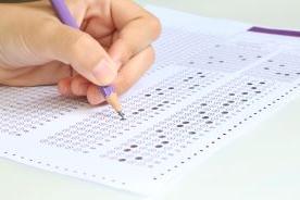 student taking a standardized test
